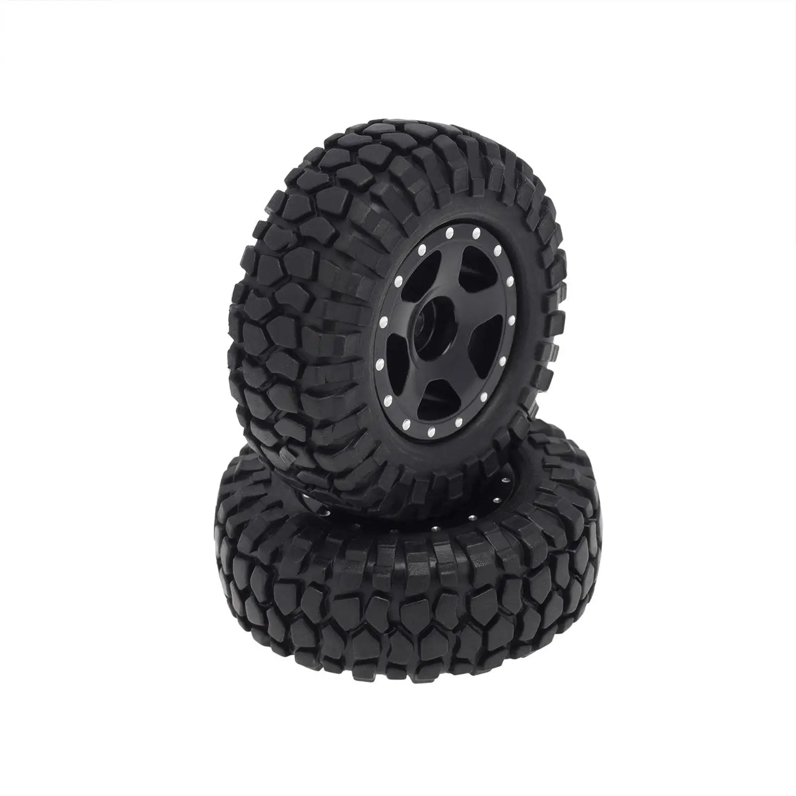 1/24 RC Rock Crawler Replacement Wheels Rubber Tires Metal Beadlock Rims for Axial SCX