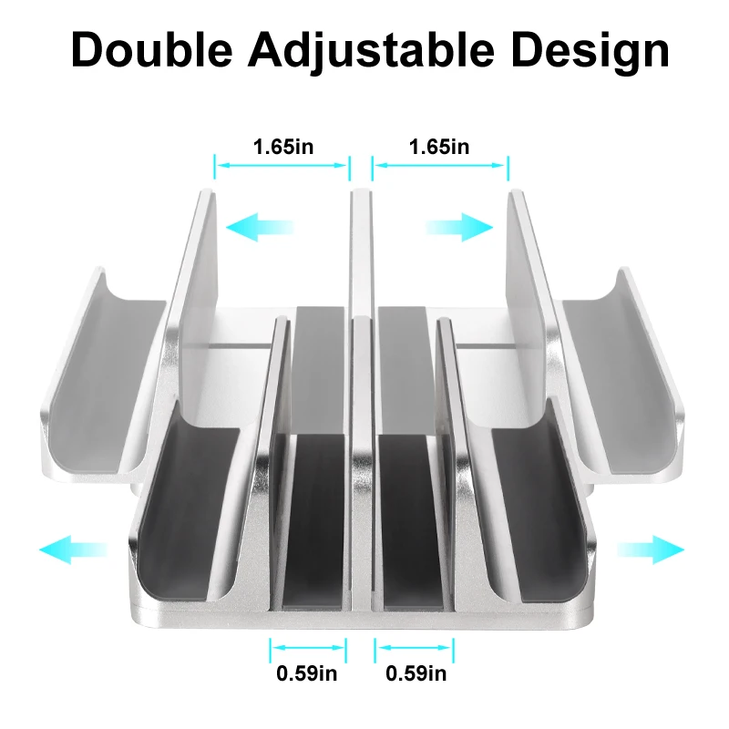 Tenmtoo pionowy stojak na laptopa podwójny Slot regulowany aluminiowy stojak na notebooka do MacBook/Surface/Samsung/HP/Dell/uchwyt na Tablet