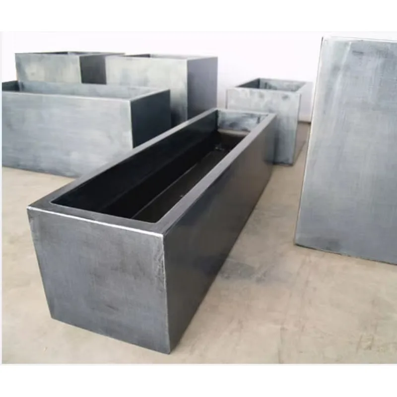 Macetero personalizado de acero inoxidable rectangular grande