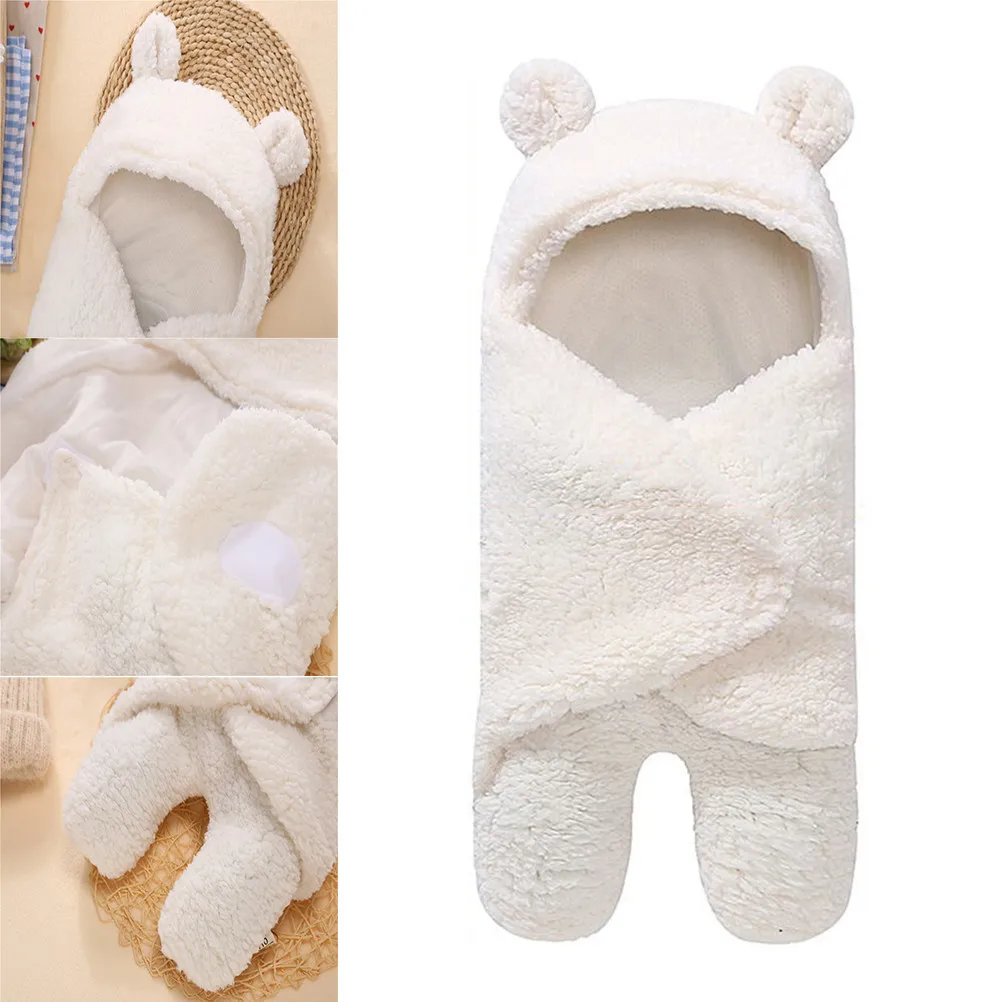 

Newborn Sleeping Bag Animal Shape Soft Cotton Baby Blanket White Large Swaddle Wrap for Boy Girl Autumn Winter Baby Romper