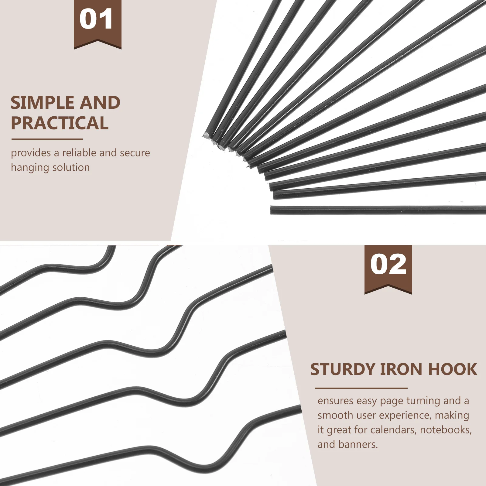 100 Pcs Calendar Hook Rack Frame Removable Hooks for Display Lunar Poster Bracket Album Wire Mount System