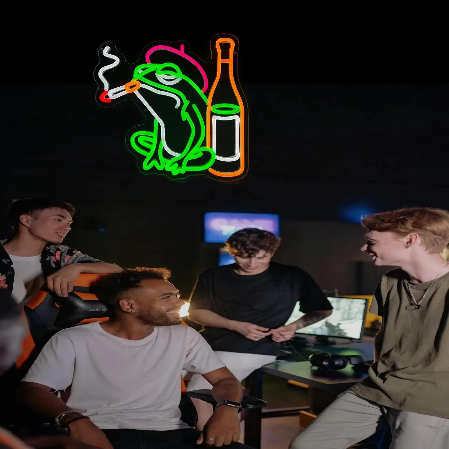 Smoking Frog Neon Sign USB Powered LED Neon Light Dimmable for Man Cave Bar Bedroom Shop Hotel Garage Decor Gifts for Man