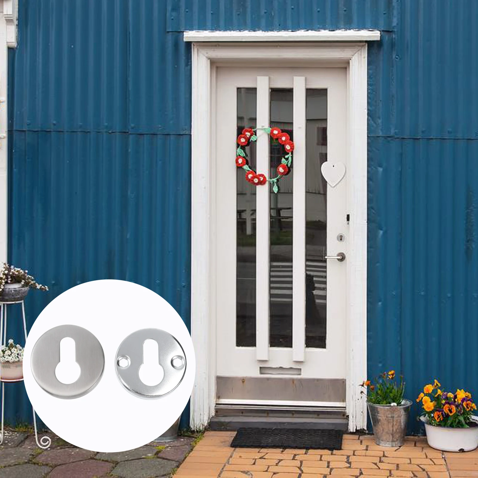 

2 set 2 Sets Door Lock Cover Keyhole Protector Door Striker Cover For Furniture Cabinet Drawer Wardrobe Silver door Accessory