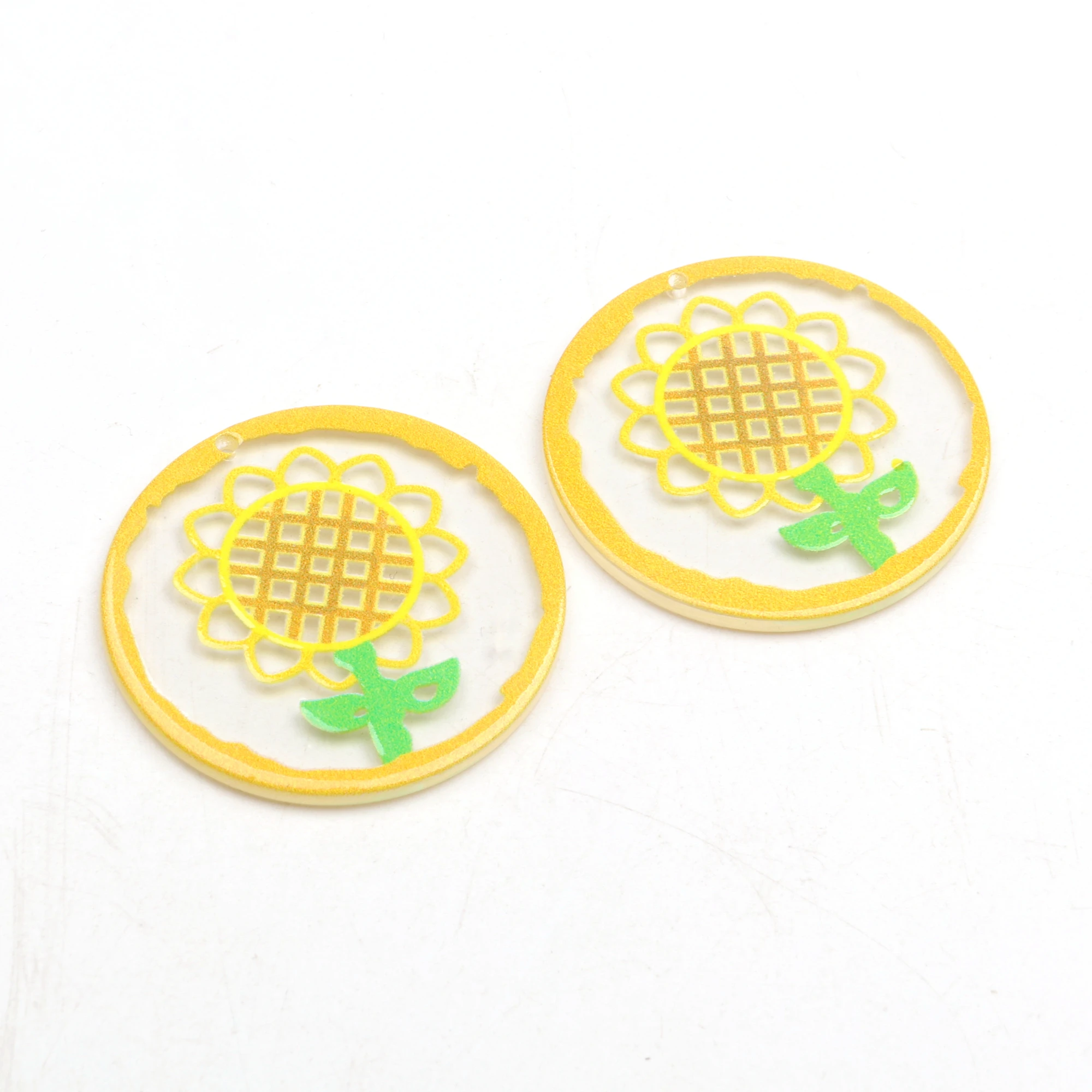 3D Printed Acrylic Beads,Earring Charms,Round Shaped Pendant,Flower Earring Parts,38mm,ACL-118