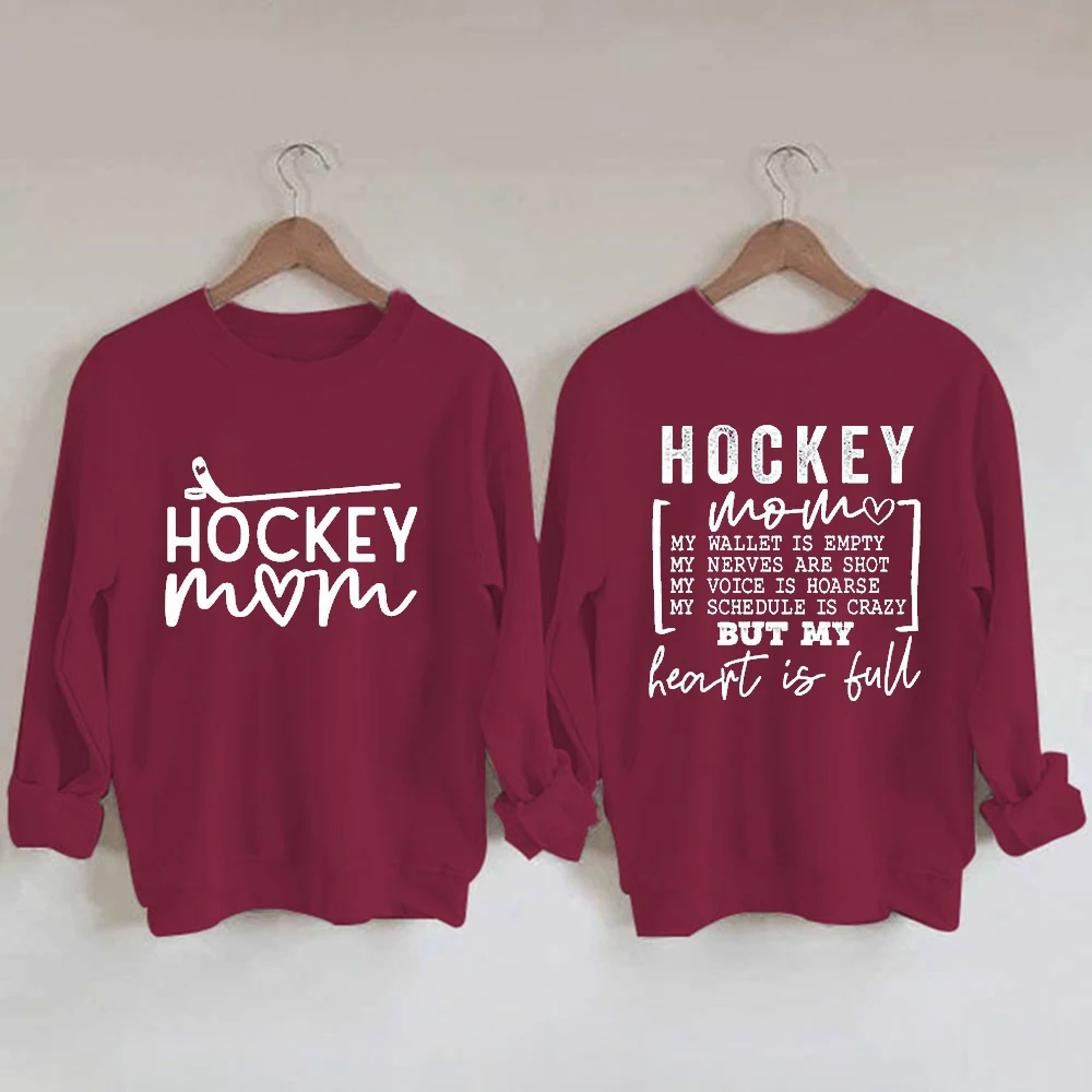 Rheaclots Women\'s Hockey Mom Printed Cotton Female Cute Long Sleeves Sweatshirt