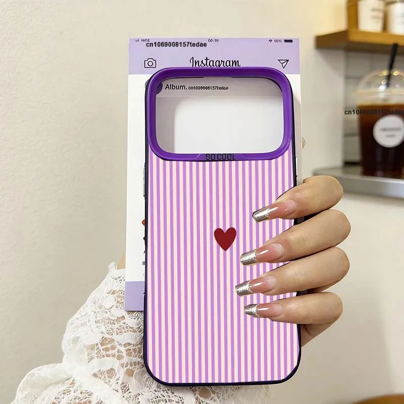 Red Love Heart Striped Phone Case For Huawei Honor 600 400 200 Magic 7 Lite 5G 5 Pro X9D X7D X6D X6C X6B X9B X7B X8A X7A X9A X9 view 6
