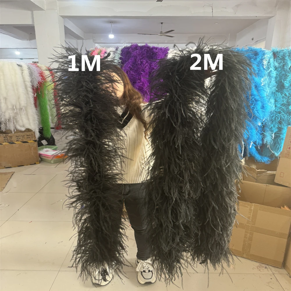 

Customized Natural Ostrich Feathers Boa 1/2 Meters Ostrich feather Shawl for Wedding Party Dress Sewing Decoration Scarf 6-20Ply