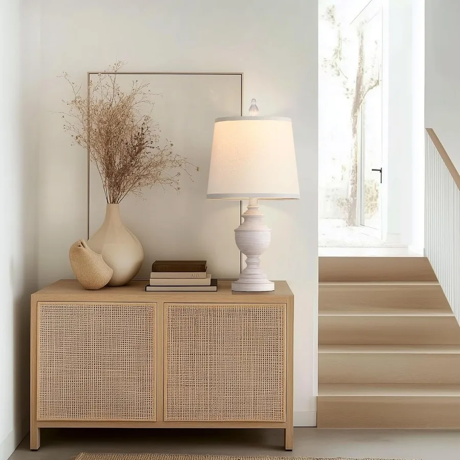 레트로 테이블 램프 2개 세트 침실용 램프 러스틱 팜하우스 테이블 램프 거실용 22인치 빈티지 나이트스탠드 램프