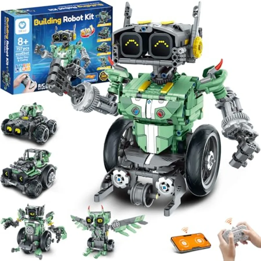 

Robot Car Building Kit for STEM learning ABS plastic red and black remote-controlled 5-in-1 buildable models with 727 pieces id