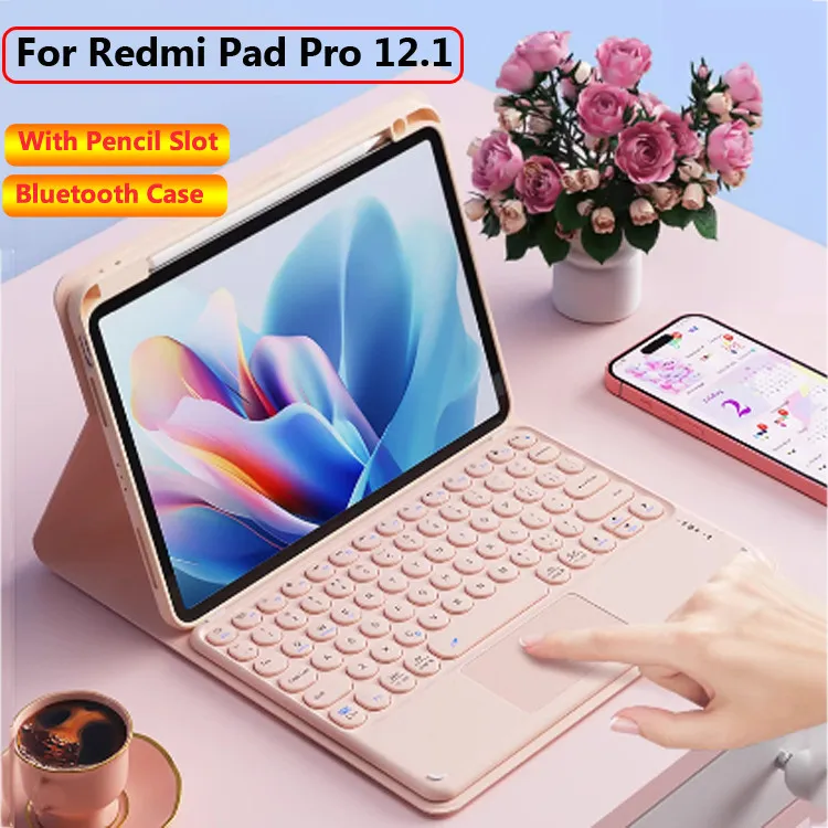 

Чехол с сенсорной панелью и клавиатурой для RedMi Pad Pro 12,1 дюйма Чехол POCO Pad 2024 для Redmi Pad Pro 5G 12,1-дюймовый беспроводной Bluetooth-чехол