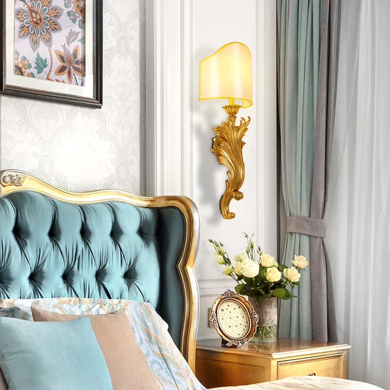 European Full Copper Wall Lamp Mid-Century Creative Vintage Living Room Dining Room Study Copper Lamp