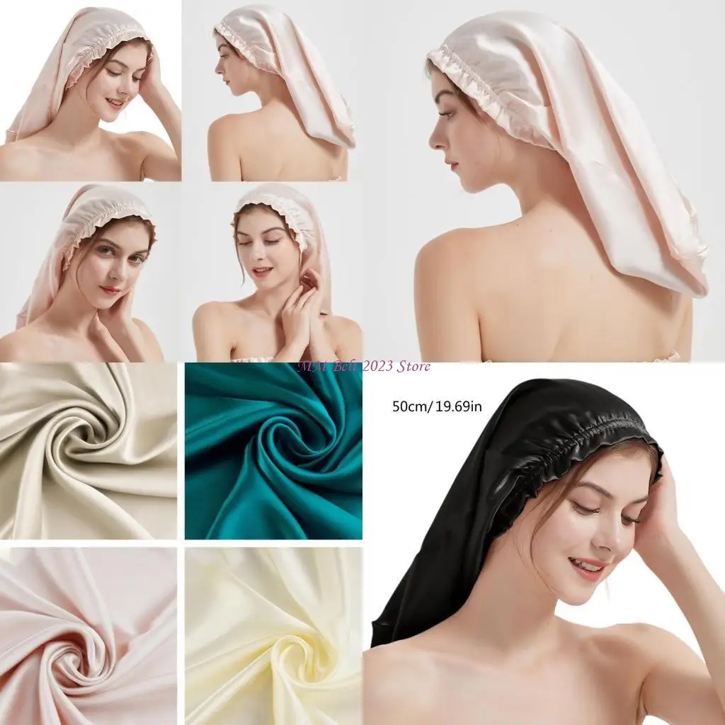 

49ME Casual Sleep Hat Unisex Imitation Silk Sleeping Hat Elastic Narrow Head Bonnet
