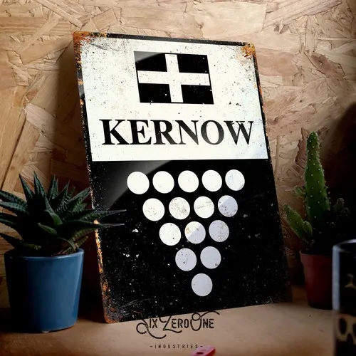 Kernow One and all Metal Sign. Vintage worn rusty look print Cornish Flag Piran --Tin Sign