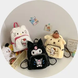 Cartoon Sanrioed Kuromi Hello Kitty Purin Plush Backpack Soft Stuffed Animals Plushie Shoulder Bags for Kids Girl Toy Gifts