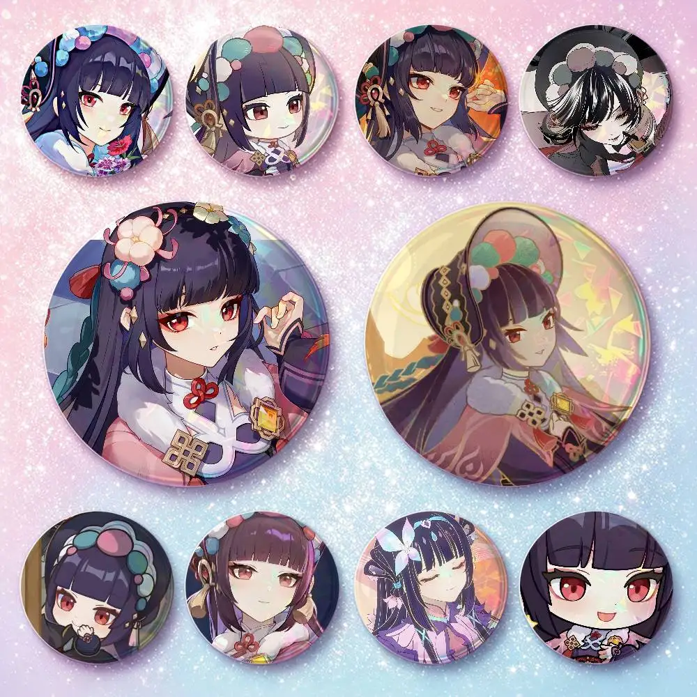 Yun Jin Genshin Impact Badges 25 32 44 58 75 Mm Round Cosplay Pin Bag Decor Fans Collect Friends Gifts Brooch Souvenir