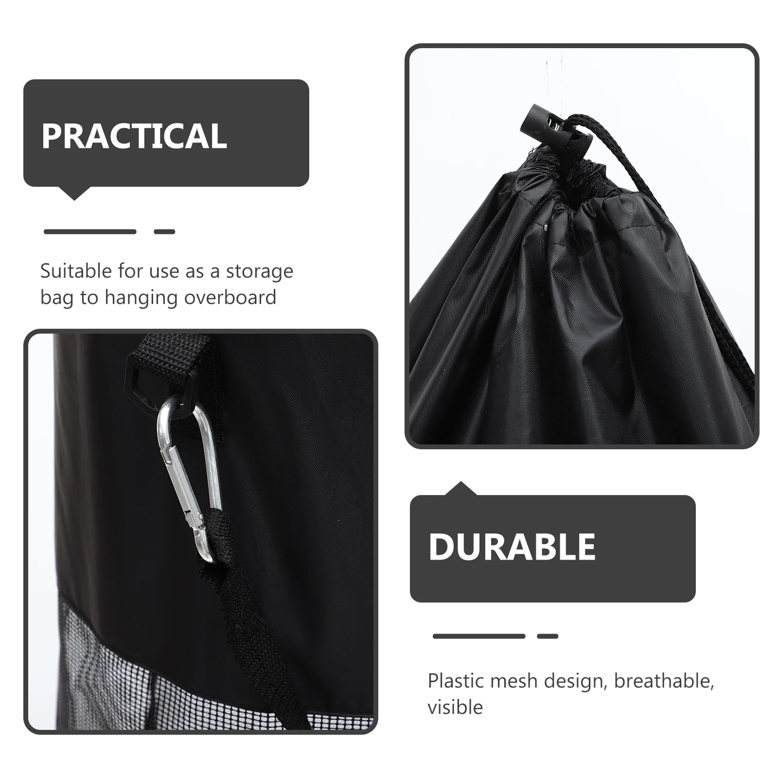

Garbage Bag Trash Can Storage Portable Boat Accessories Black Organizer Marine Hanging Pontoons Leak Proof Foldable Oxford Cloth