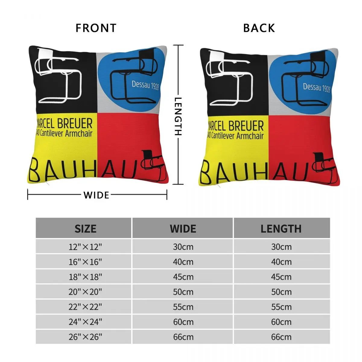 Marcel Breuer D40 Cantilever Armchair Square Pillowcase Polyester Linen Velvet Printed Zip Throw Pillow Case Sofa Seater Cover