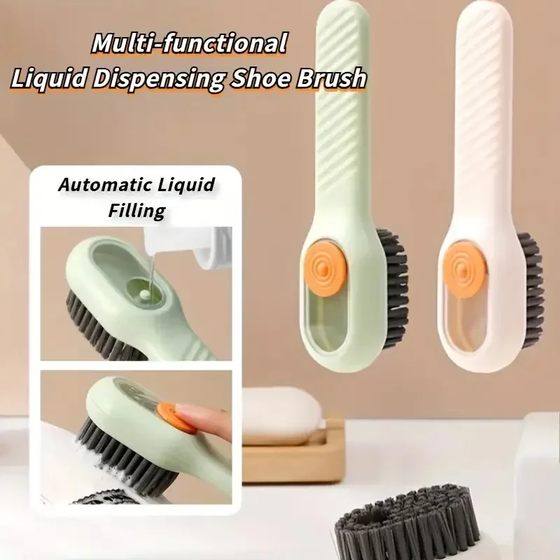 Brosse à chaussures multifonction automatique, 1 pièce, cheveux doux, pression manuelle, trou de suspension pour vêtements, outil de nettoyage de tapis