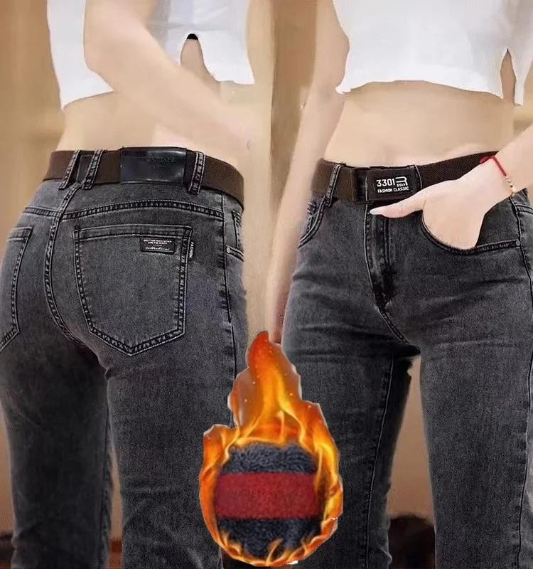 

Мужские джинсы Thiened Fce для осени и зимы, повседневные, свободного кроя, прямые, длинные брюки, с высокой эластичностью, модные, со средней посадкой, из денима