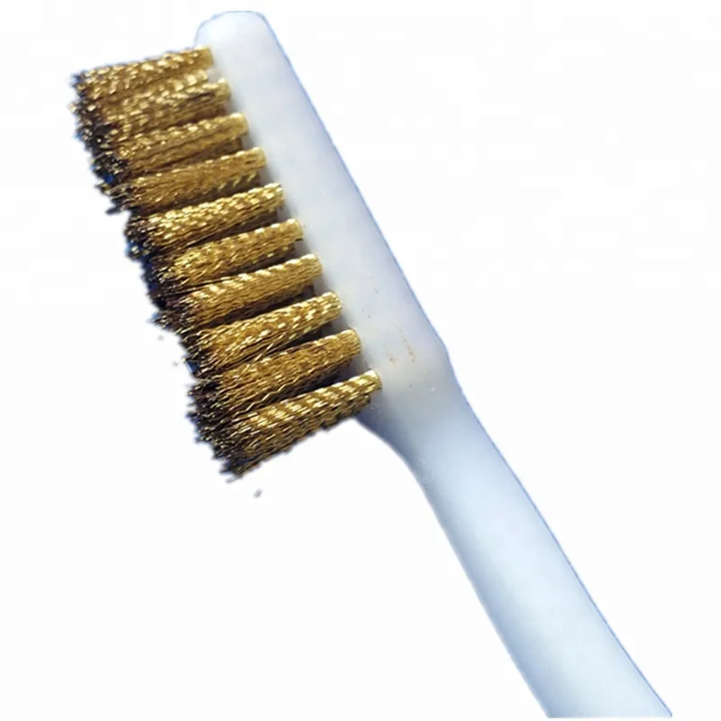 Heavy Duty Copper Wire Cleaning Brush with Plastic Handle for Welding Slag Rust Paint and Metal Surface Preparation