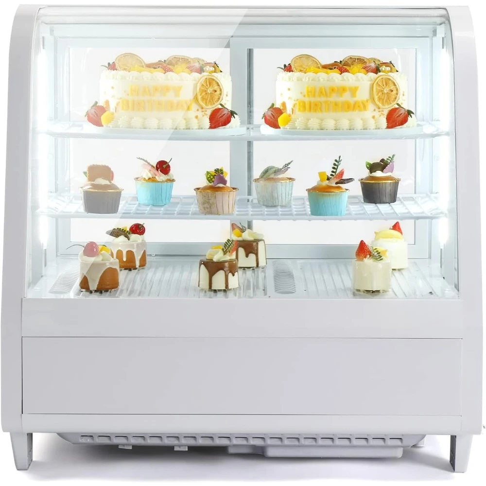 

3.5 Cu.Ft Pastry Display Case Commercial Countertop Refrigerator W/LED Lighting Auto Refrigerator Display Case