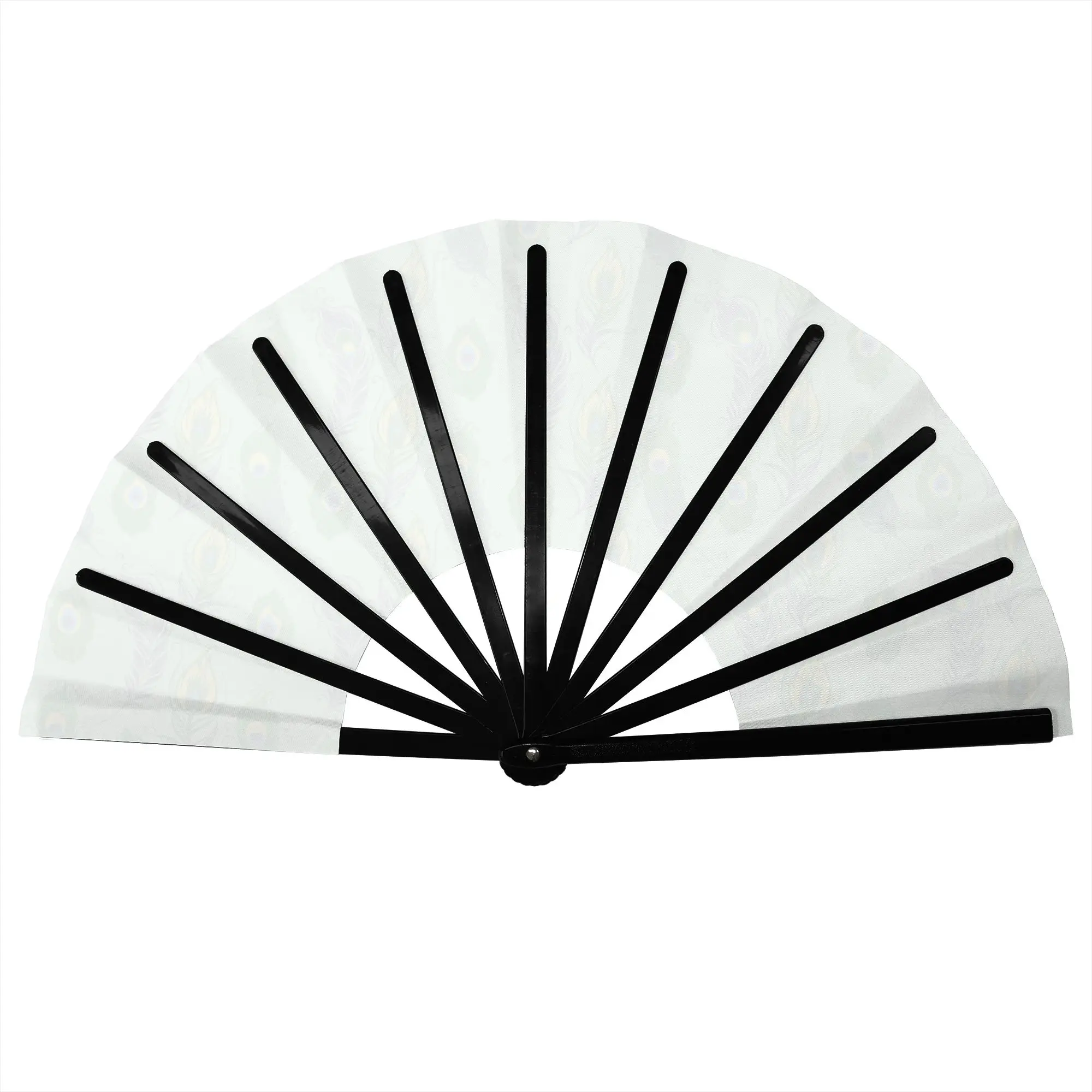 Peacock Feather Stylish Hand Fan Women  Printed Polyester Fan Trendy Costume Prop Folding Fans For Sports Events  Gift