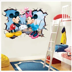 Cartoon Mickey Minnie Mouse Decals Wall Stickers For Kids Room Baby Bedroom Wall Art Nursery Amusement Park PVC Poste