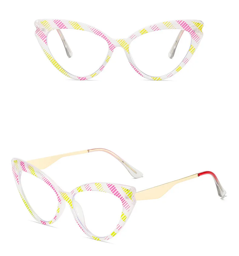 Bunte Streifen Lesebrille Frauen Mode Cat Eye Harz Optische Presbyopie Brillen Benutzerdefinierte Dioptrien + 50 ~ + 600 # 304124 – Detail 6