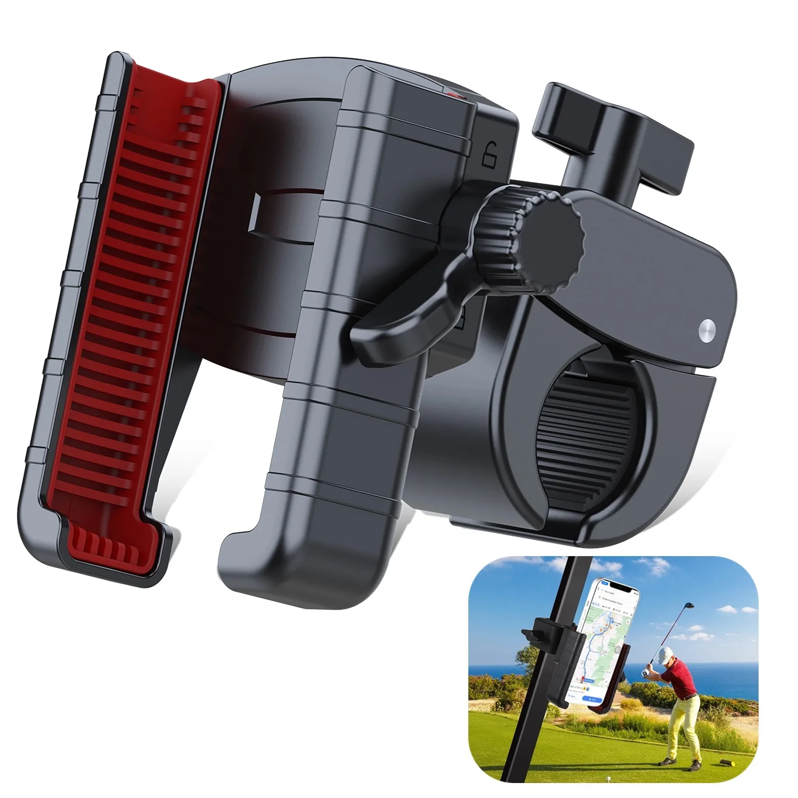 

Rotatable Golf Cart Phone Mount Universal Golf Cart Phone Holder Compatible With 4.5" To 7" Smartphones Phone Clamp For Golf