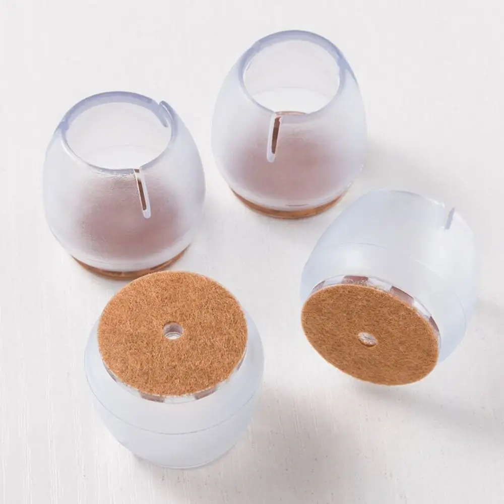 16PCS Durable Non-Slip Round Chair Pads PVC Silent Chair Leg Caps With Felt Round Chair Foot Cover Feet Cap Bottom