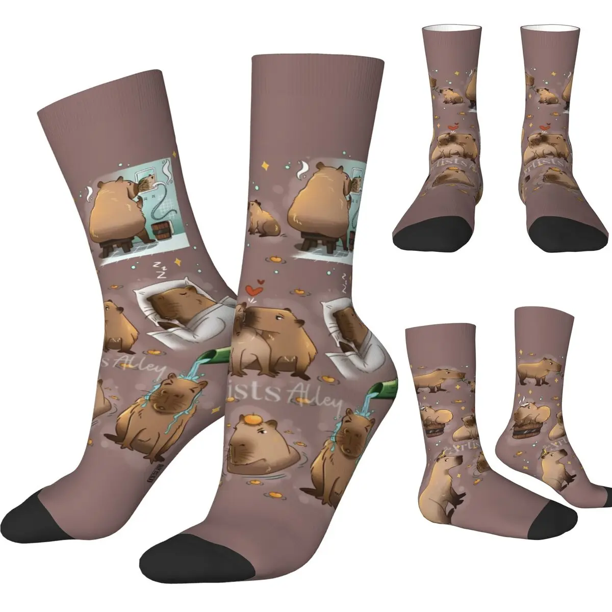 

Men Socks Lovely Kawaii Capybara Animal Fashion Stockings Autumn Fashion Medium Soft Socks Pattern Outdoor Anti Sweat Socks