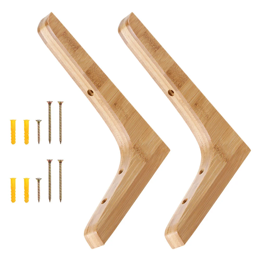 2 Pcs Punch Hole Solid Wood Flower Stand Triangle Shelf Brackets Corner Support Wall Floating