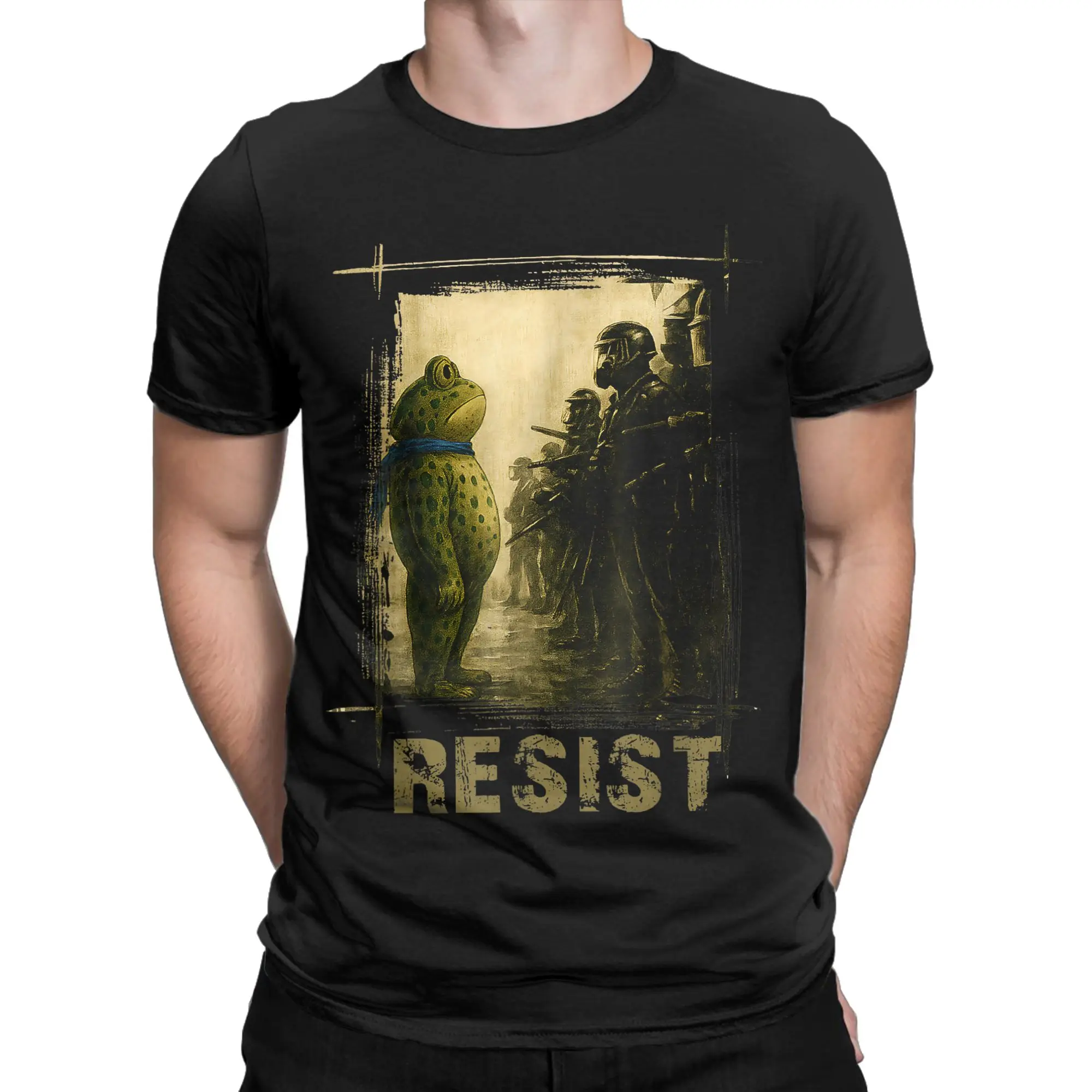 Men T-Shirt Resist Portland Frog Protest Fashion Cotton Tees Short Sleeve Oregon Strong T Shirt Round Neck Clothing Plus Size