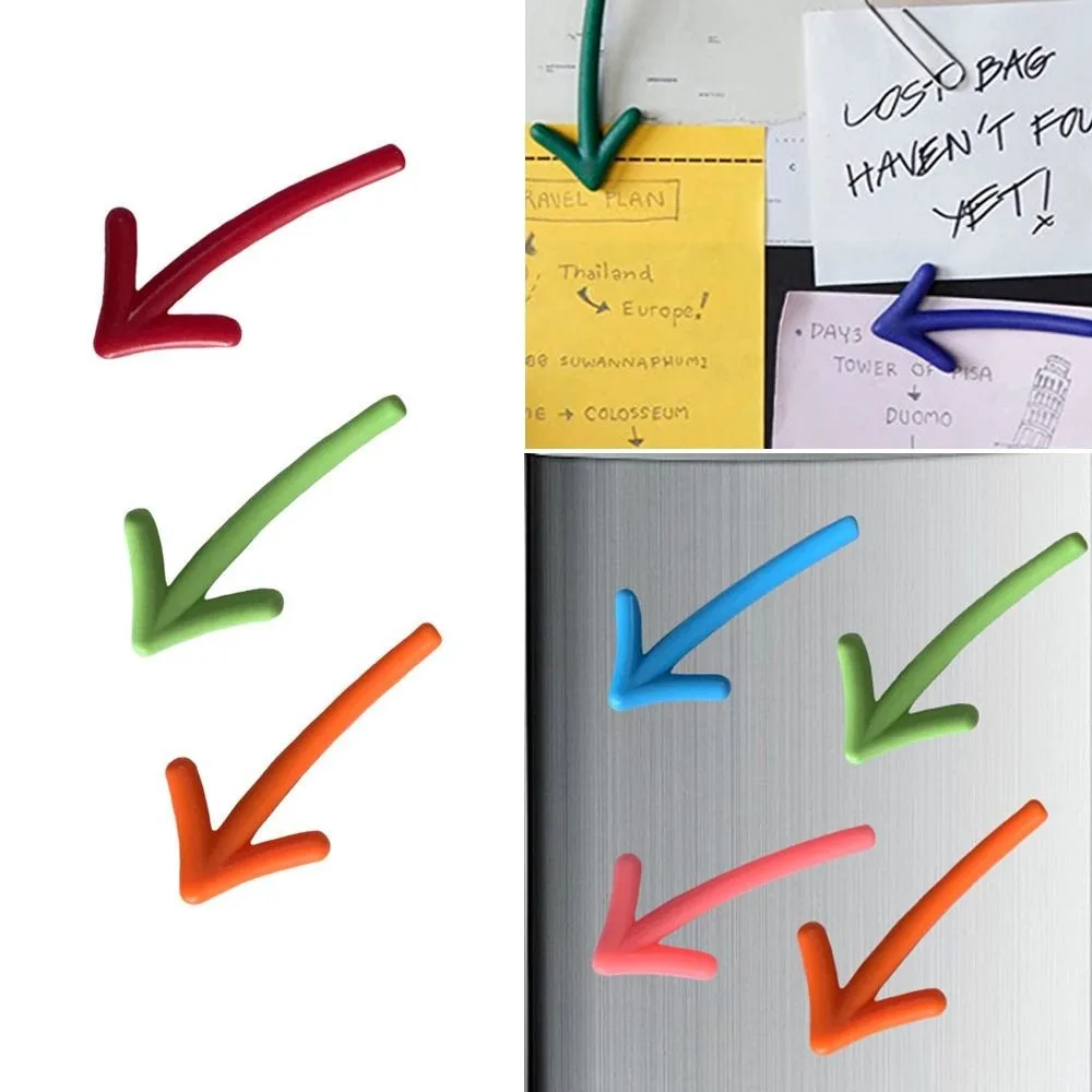 6pcs Creative 3D Fridge Magnets Arrow Random Color Magnetic Whiteboard Stickers Stacked Whiteboard Gadgets Kitchen