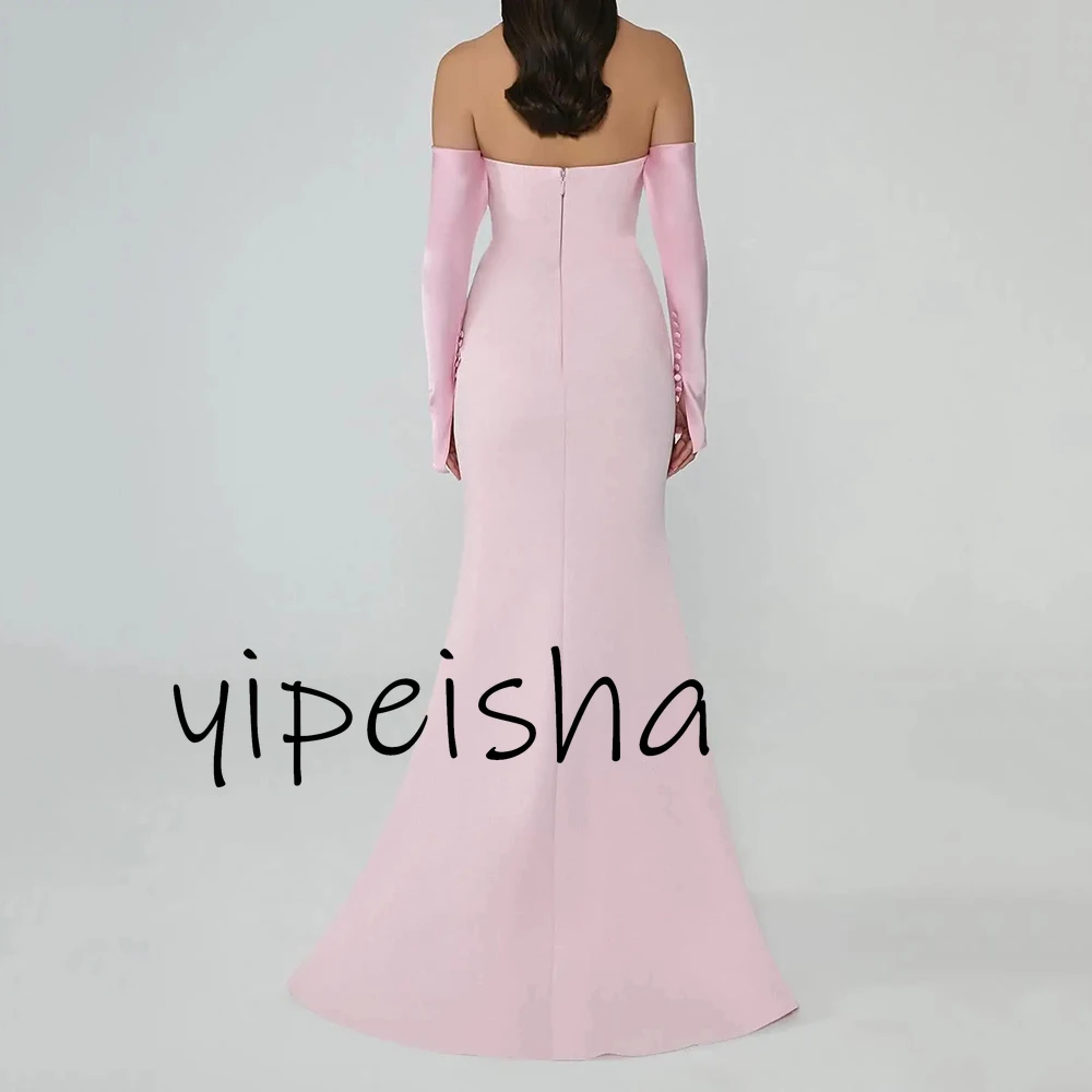 Simple Fashion Elegant Pink Mermaid Prom Dress Off Shoulder Party Evening Dresses Floor Length Special Occasion Gown