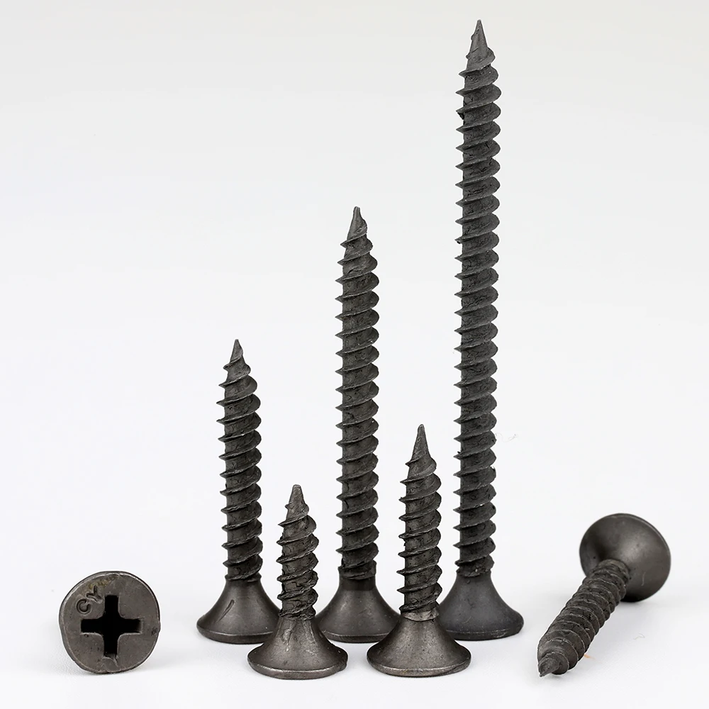 Phillips Flat Head Cross Recessed Thread Drywall Screw Black Carbon Steel M3.5 M4 M4.2 Cross Countersunk Self-tapping Wood Screw