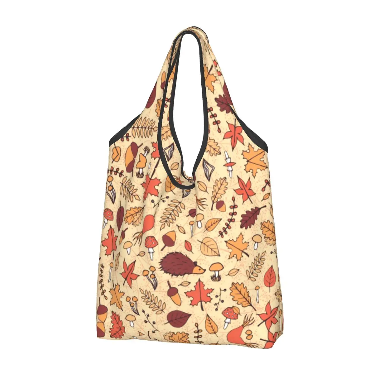 Custom Cute Fall Hedgehog Shopping Bag Women Portable Large Capacity Groceries Animal Tote Shopper Bags