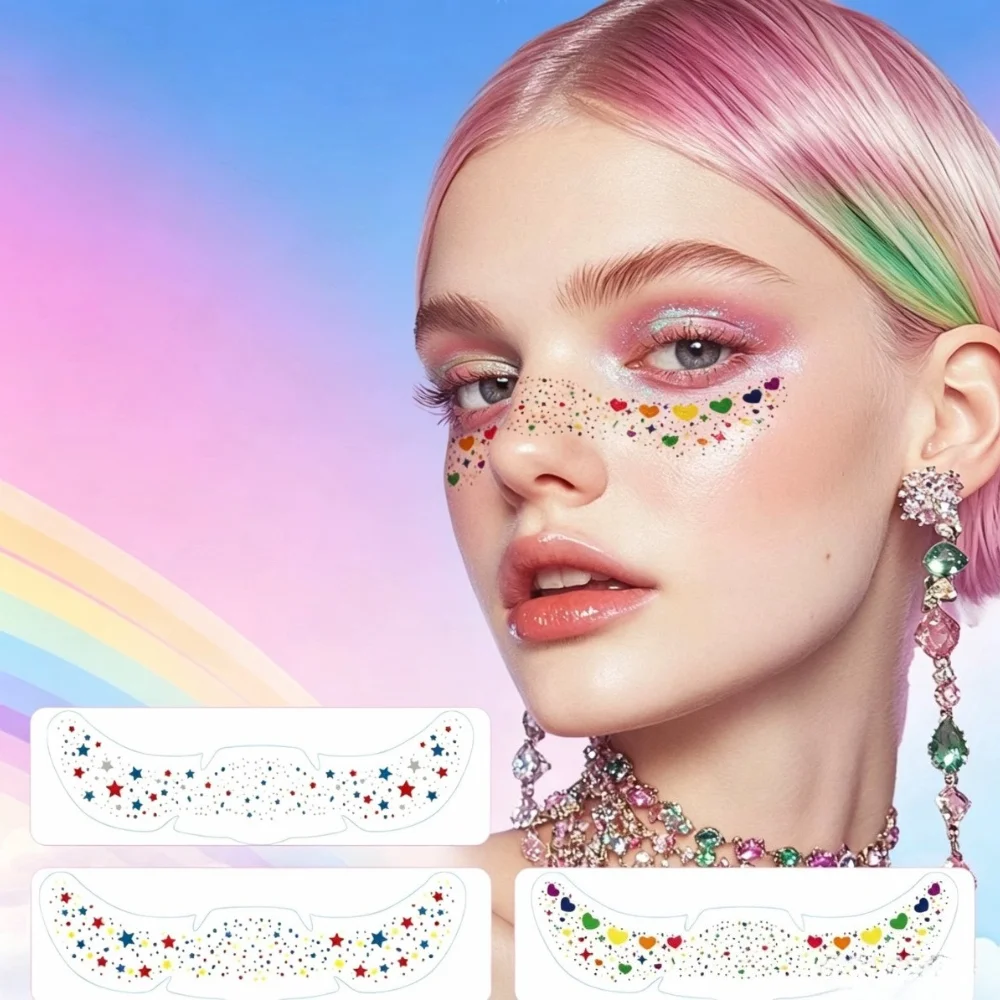 Multicolor Rainbow Glitter Freckles Face Tattoo  Glitter Butterfly Waterproof Scrapbook Stickers Custom Standard for Rave Prom