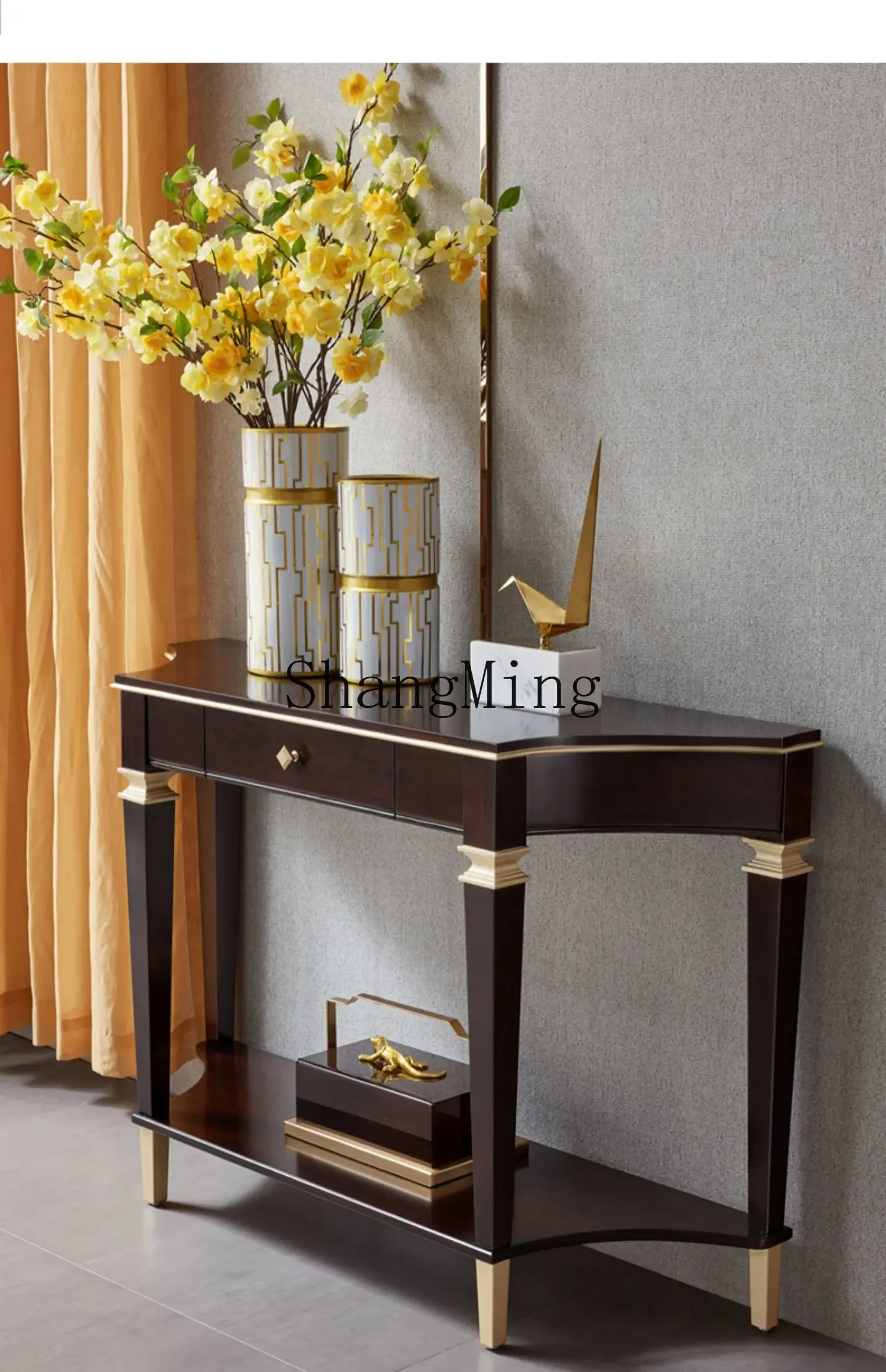 

ZYY modern large apartment light luxury all solid wood entrance table simple high-end living room entrance