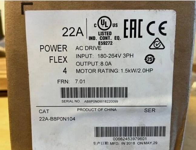 Brand New 22A-B8P0N104  4 Frequency Converter 1.5 KW 22AB8P0N104 Fast Delivery