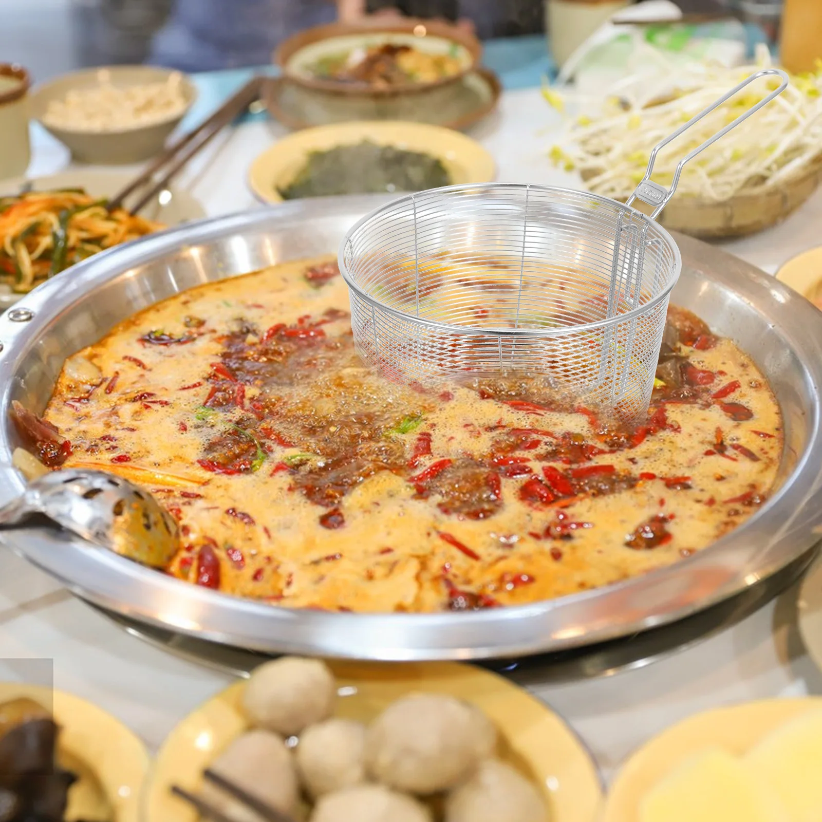 

Stainless Steel Pasta Strainer Mesh Colander for Noodles Hot Pot Kitchen Food Filter Spoon Practical Cooking Tool