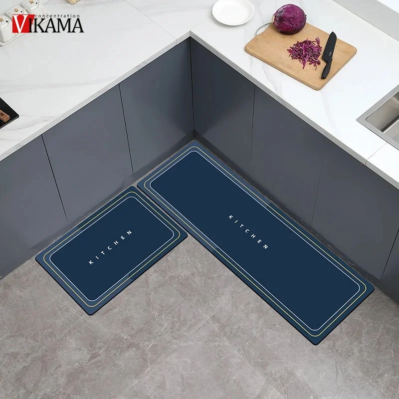 VIKAMA Diatomaceous Earth Kitchen Mat Absorbent Rugs Non-slip Area Mat Hallway Long Carpets for   Entrance Doormat Bath