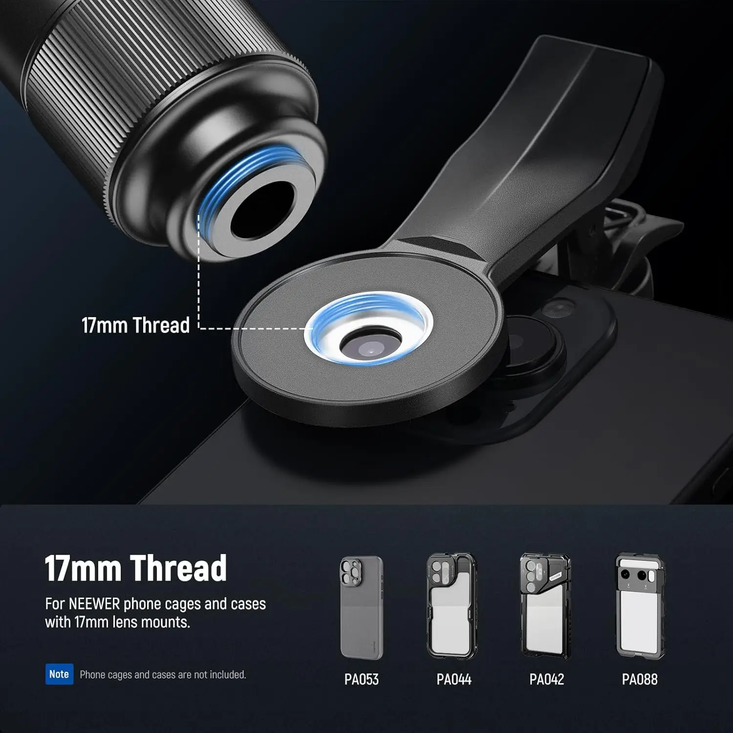 NEEWER 400 mm Teleobjektiv mit 17 mm Gewindeobjektivclip, 70 cm minimaler Makrofokusabstand für iPhone Samsung – Detail 7