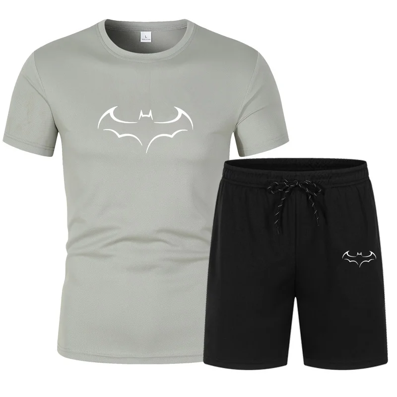 Summer Hot bat Men\'s T-shirt+shorts Set Men\'s Sports Set Print Leisure Fashion Breathable Short Sleeve T-shirt Set - Men\'s Sets