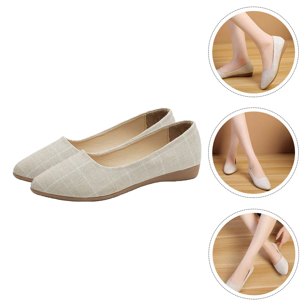 

1Pair Women Casual Flat Shoes Lightweight Shallow Mouth Comfortable Pointed Elegant Chic Leisure Spring Summer