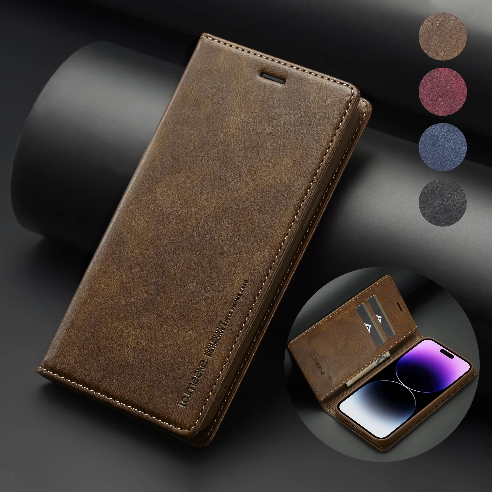RFID Strong Magnetic Flip Leather Cards Slot Wallet Case For iPhone 14 13 12 11 Pro Max XS Max XR X 8 7 Plus SE 2022 Stand Cover
