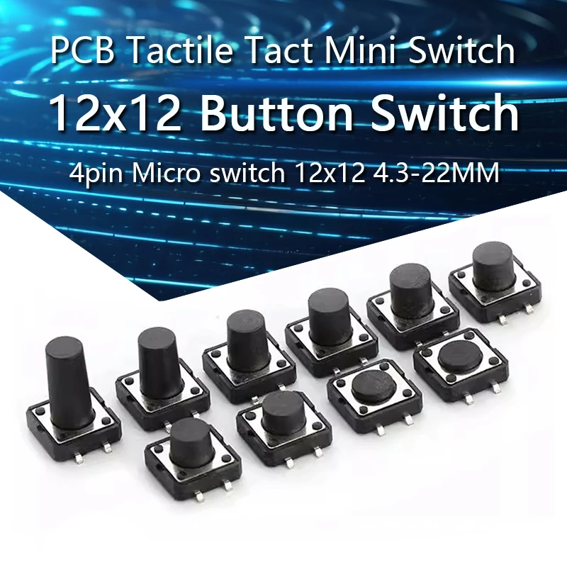 10PCS PCB Tactile Tact Mini Push Button Switch SMD 4pin Micro switch 12x12x4.3/5/6/7/8/9 MM 12x12*4.3MM/5MM/6MM/7MM/8MM/9MM/10MM