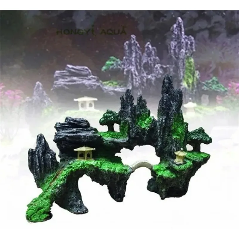 Resina Rockery Stone para decoração de aquário, tamanho grande e pequeno, Rockery caverna, paisagismo Pet Supplies, montanha textura, 1 PC