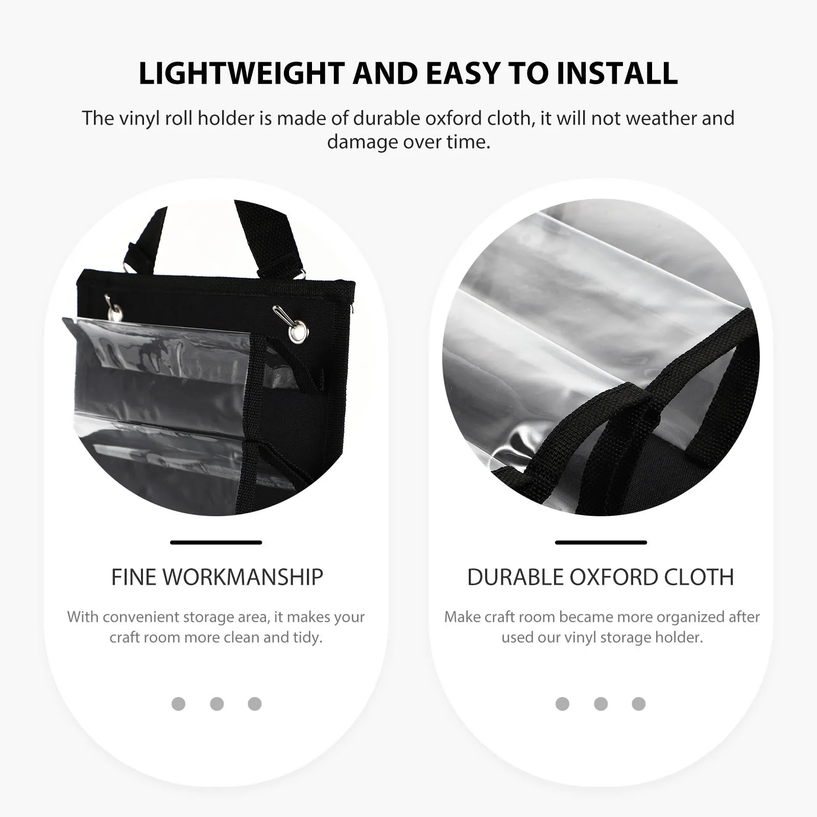 

1Pcs Vinyl Roll Hanging Bag Durable Oxford Cloth PVC Braid Hook Easy Install Efficient Space Utilization Area