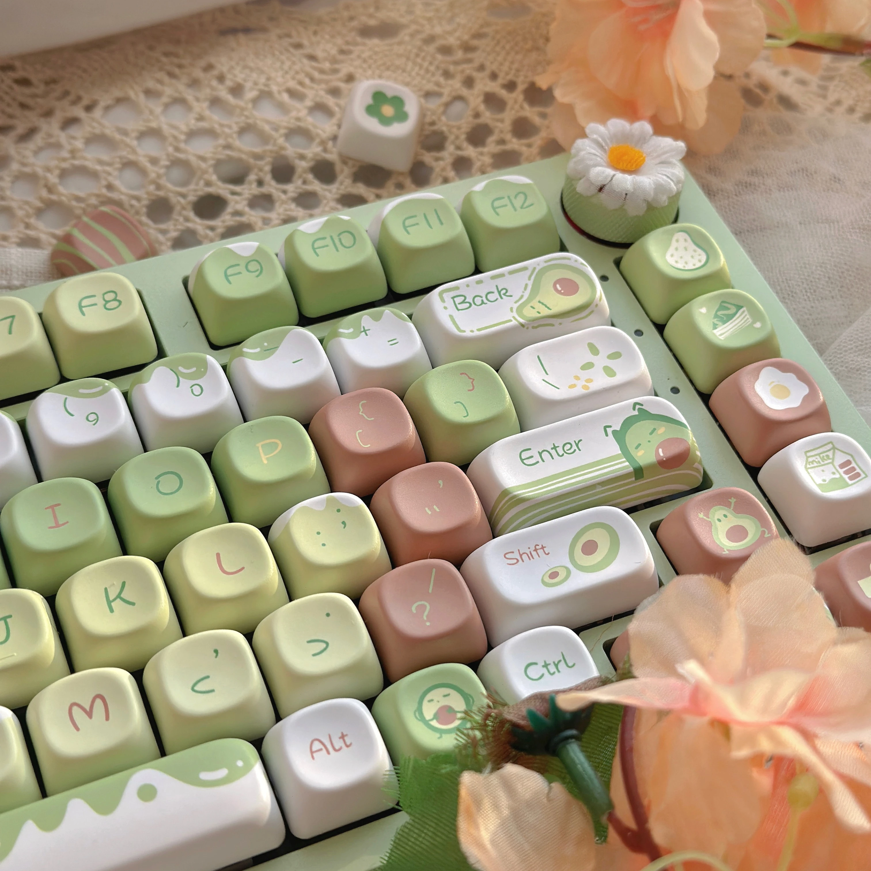 

Green Avocado Keycaps XOA Profile PBT Square Key Cap Dye Sublimation for MX Mechanical Keyboard KeyCap Keyboards Accessories